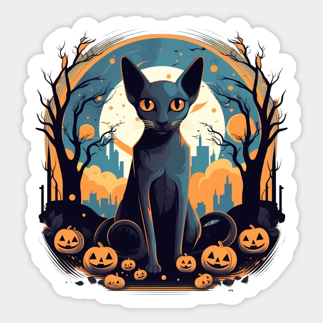Oriental Shorthair Cat Halloween, Cat Lover Sticker by logiamerch
